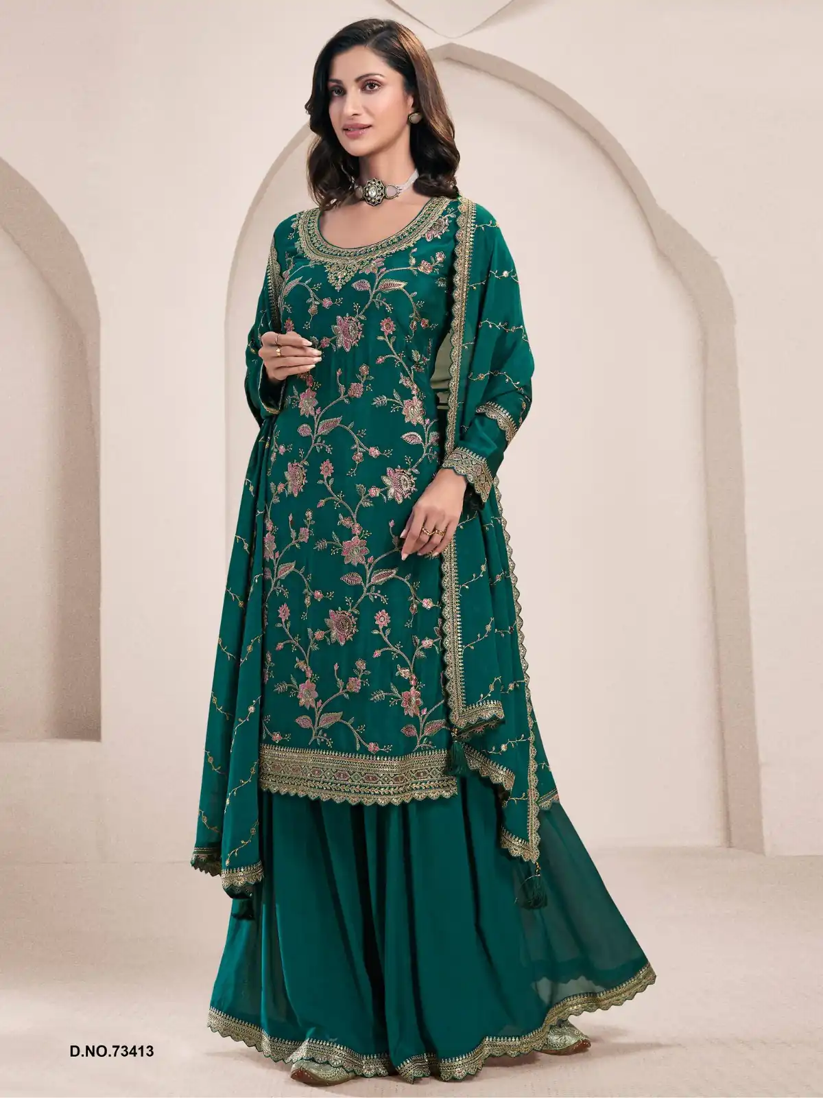 Green Chinon Multi Work Salwar Suit | Jump Suits, Salwar suit, Casual Suits, Creative suits, Designer Suits, Palazzo Suits, Party Wear Suits, Patiala Suits, Straight Suits