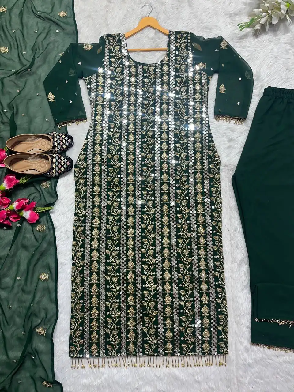 Green Chinon Silk With Embroidery Work Salwar Suit | Jump Suits, Salwar suit, Casual Suits, Creative suits, Designer Suits, Palazzo Suits, Party Wear Suits, Patiala Suits, Straight Suits