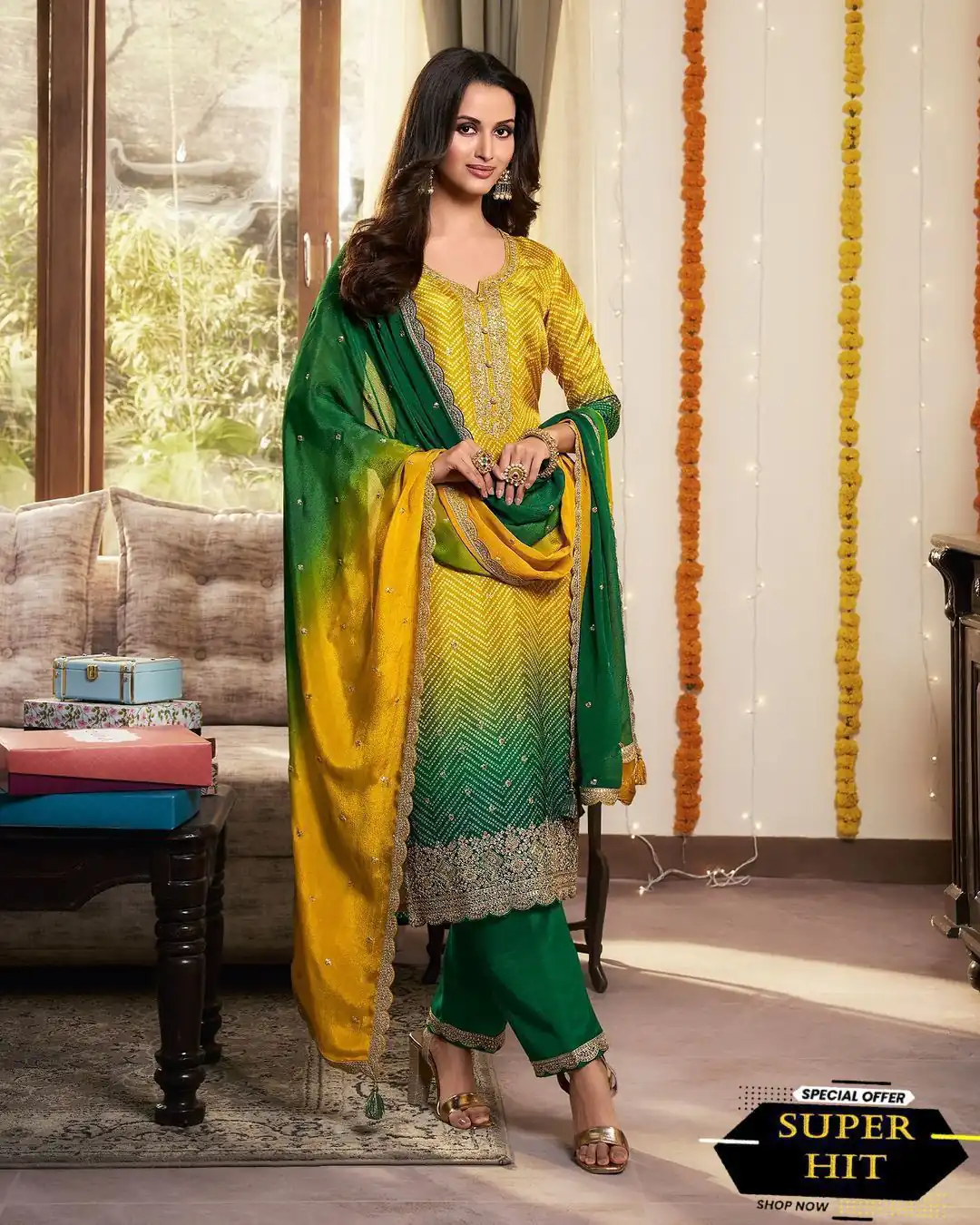 Green Chinoon Silk Embroidery Work Salwar Suit | Jump Suits, Tops & Bottoms, Track Suits, Salwar suit, Casual Suits, Creative suits, Designer Suits, Palazzo Suits, Party Wear Suits, Patiala Suits, Straight Suits, Trendy Wear