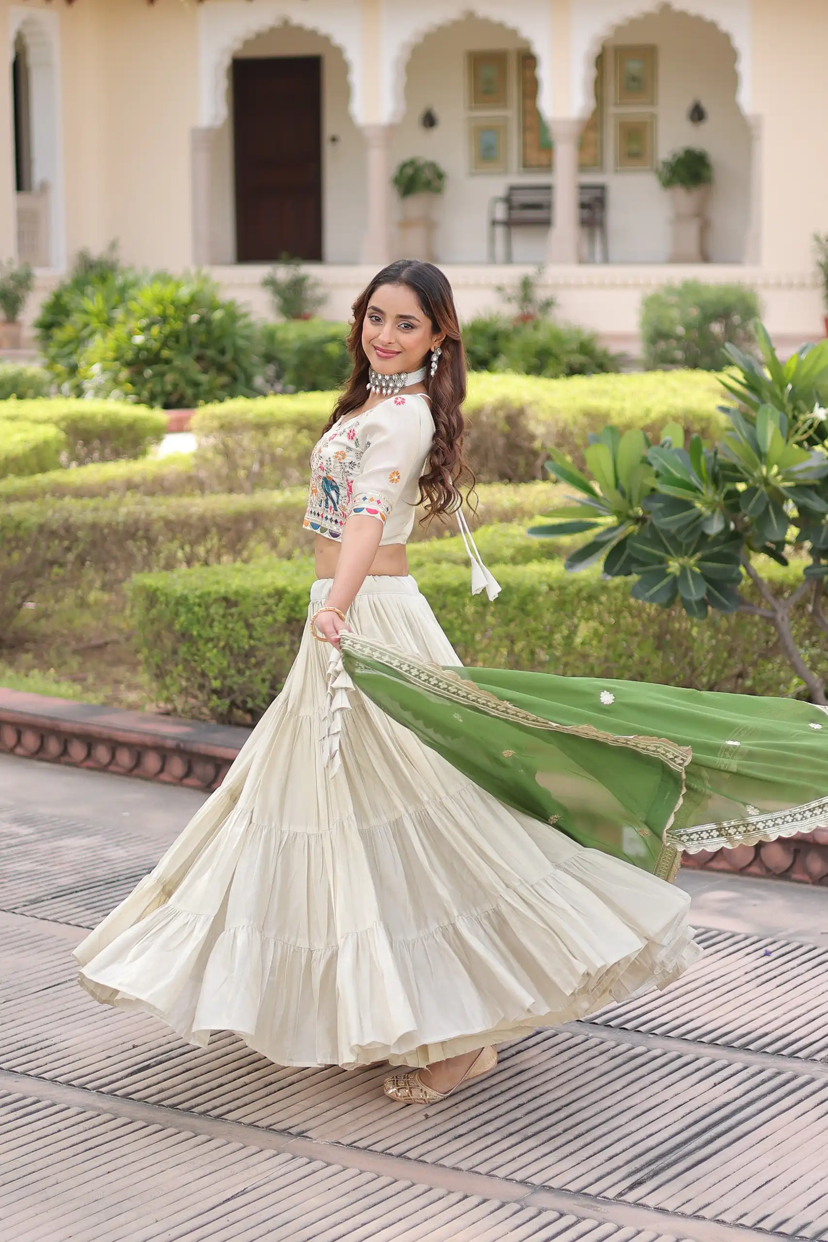 Green Cosmos Silk Embroidery Zari Work Lehenga Choli | Lehenga, Bollywood Lehenga, Creative Lehenga, Designer Lehenga, Embroidered Lehenga, Party Wear Lehenga