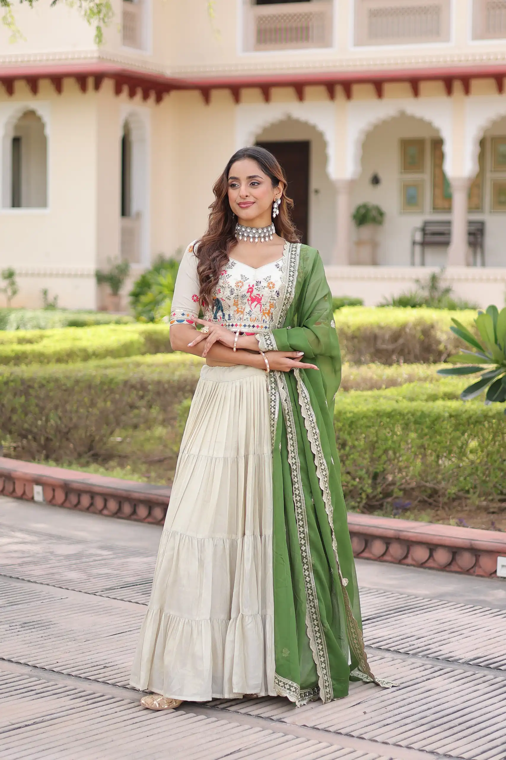 Green Cosmos Silk Embroidery Zari Work Lehenga Choli | Lehenga, Bollywood Lehenga, Creative Lehenga, Designer Lehenga, Embroidered Lehenga, Party Wear Lehenga
