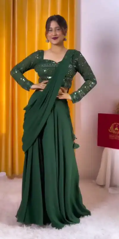 Green Faux Georgette With Sequins Work Salwar Suit | Jump Suits, Tops & Bottoms, Track Suits, Salwar suit, Casual Suits, Creative suits, Designer Suits, Palazzo Suits, Party Wear Suits, Patiala Suits, Straight Suits, Trendy Wear