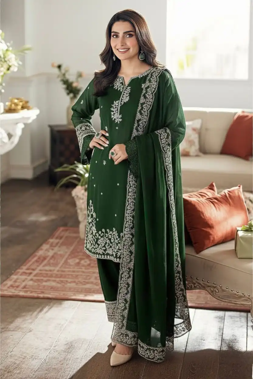 Green French Crap Embroidery Cut Work Salwar Suit | Jump Suits, Salwar suit, Casual Suits, Creative suits, Designer Suits, Palazzo Suits, Party Wear Suits, Patiala Suits, Straight Suits