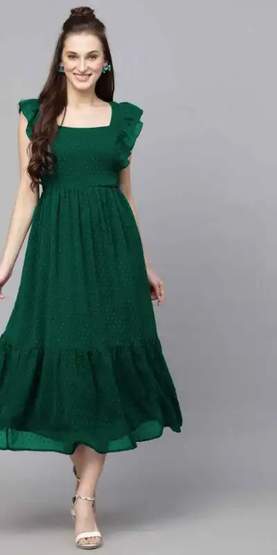 Green Georgette Butti Gown | Gowns, Bollywood Gowns, Creative Gowns, Designer Gowns, Embroidered Gowns, Party Wear Gowns