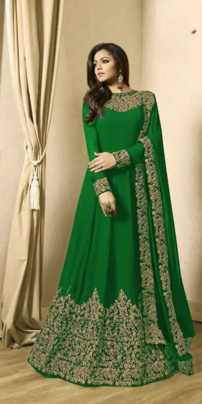 Green Georgette Cording Sharara Suit | Jump Suits, Salwar suit, Casual Suits, Creative suits, Designer Suits, Palazzo Suits, Party Wear Suits, Patiala Suits, Straight Suits