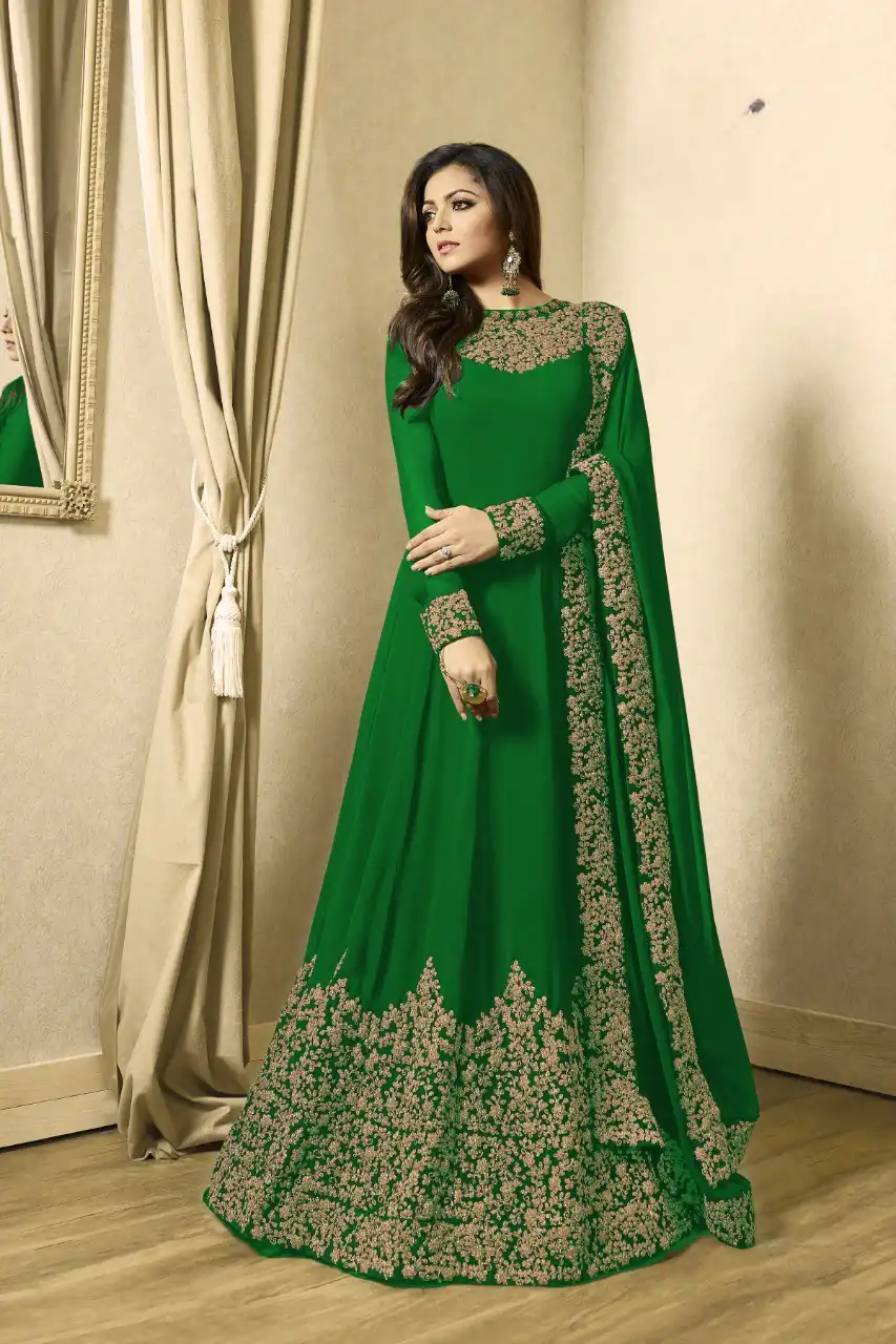Green Georgette Cording Sharara Suit | Jump Suits, Salwar suit, Casual Suits, Creative suits, Designer Suits, Palazzo Suits, Party Wear Suits, Patiala Suits, Straight Suits