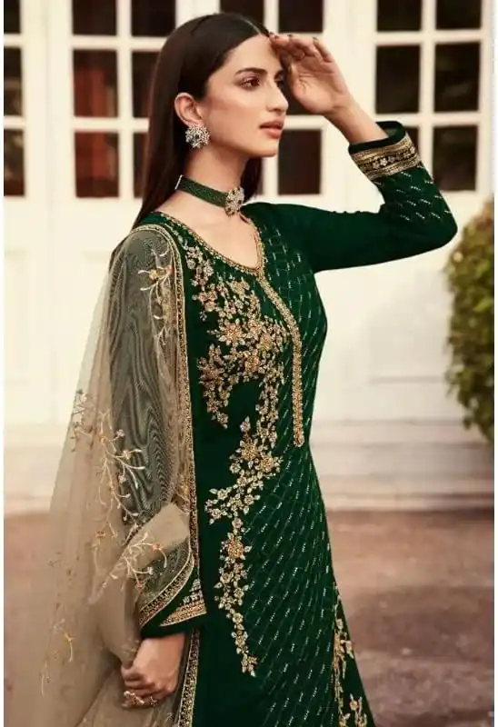 Green Georgette Embroidery Stone Work Lehenga Choli | Lehenga, Bollywood Lehenga, Creative Lehenga, Designer Lehenga, Embroidered Lehenga, Party Wear Lehenga