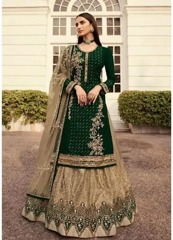 Green Georgette Embroidery Stone Work Lehenga Choli | Lehenga, Bollywood Lehenga, Creative Lehenga, Designer Lehenga, Embroidered Lehenga, Party Wear Lehenga