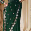 Green Georgette Mirror Sequence Work Saree | Sarees, Bollywood Sarees, Creative Sarees, Designer Sarees, Embroidered Sarees, Ethnic Saree, Modern Digital sarees, Party Wear Sarees