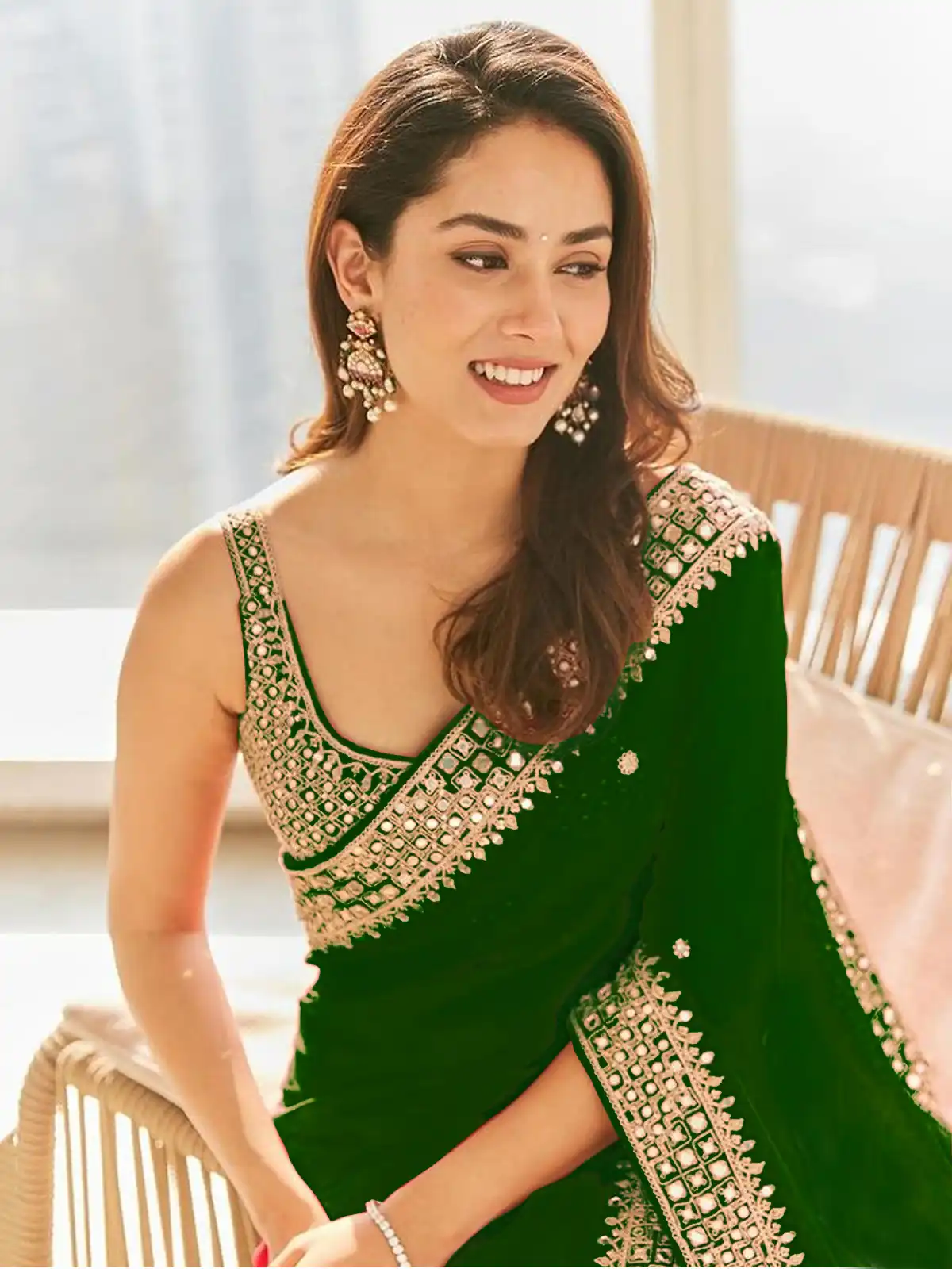 Green Georgette Thread Sequence Work Saree | Sarees, Bollywood Sarees, Creative Sarees, Designer Sarees, Embroidered Sarees, Ethnic Saree, Modern Digital sarees, Party Wear Sarees