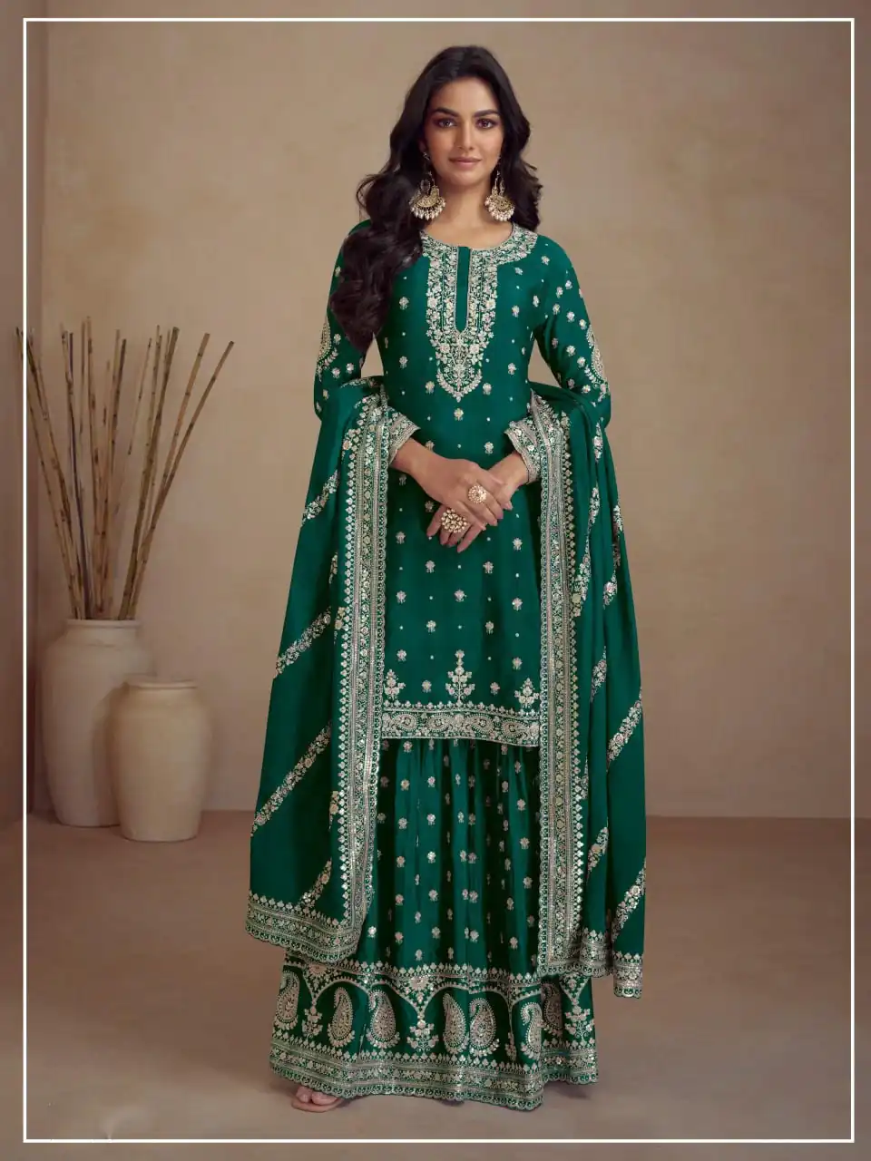 Green Heavy Semi Chinon Silk Codding Embroidery Salwar Suit | Jump Suits, Salwar suit, Casual Suits, Creative suits, Designer Suits, Palazzo Suits, Party Wear Suits, Patiala Suits, Straight Suits
