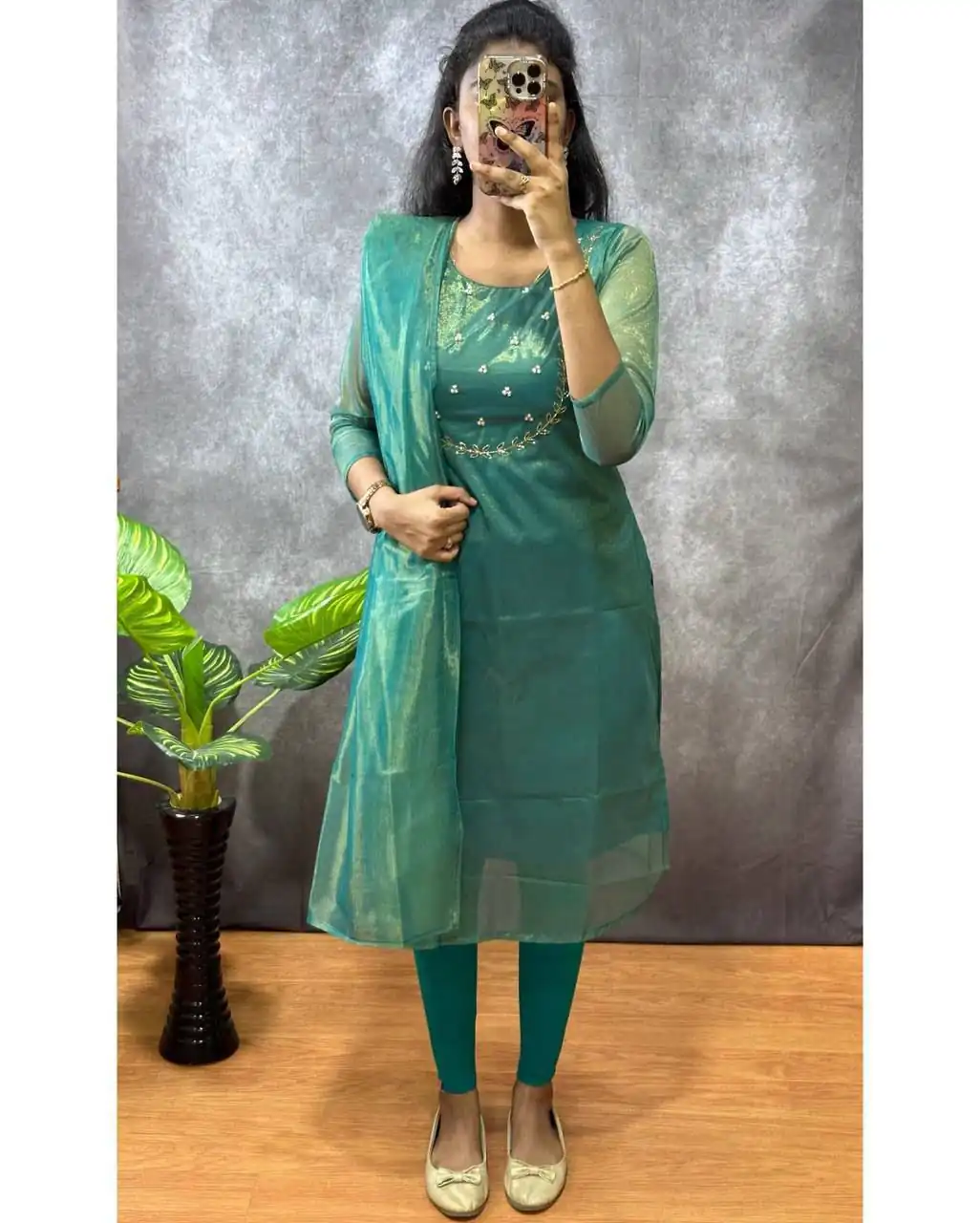 Green Heavy Twill Golden Shining Fabric Kurti | Kurti, Bollywood Kurti, Creative Kurtis, Designer Kurti, Party Wear Kurti, Selfie Kurti