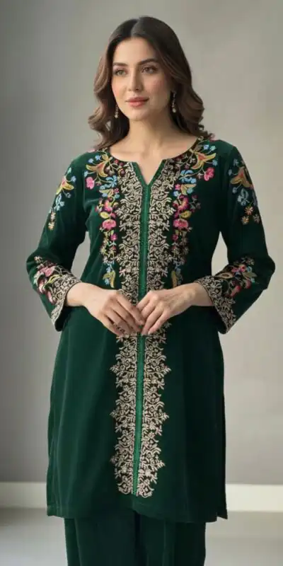 Green Heavy Velvet Embroidery Work Salwar Suit | Jump Suits, Salwar suit, Casual Suits, Creative suits, Designer Suits, Palazzo Suits, Party Wear Suits, Patiala Suits, Straight Suits