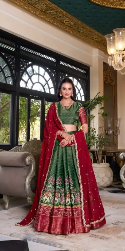 Green Kanchipuram Embroider Lehenga Choli | Lehenga, Bollywood Lehenga, Creative Lehenga, Designer Lehenga, Embroidered Lehenga, Party Wear Lehenga