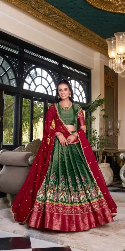 Green Kanchipuram Embroider Lehenga Choli | Lehenga, Bollywood Lehenga, Creative Lehenga, Designer Lehenga, Embroidered Lehenga, Party Wear Lehenga
