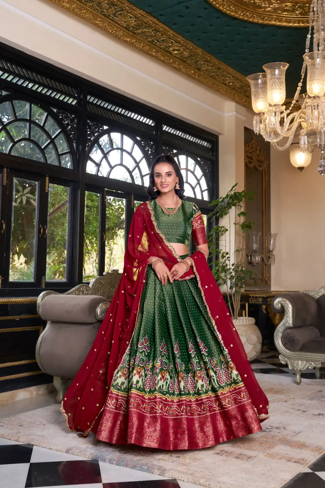 Green Kanchipuram Embroider Lehenga Choli | Lehenga, Bollywood Lehenga, Creative Lehenga, Designer Lehenga, Embroidered Lehenga, Party Wear Lehenga