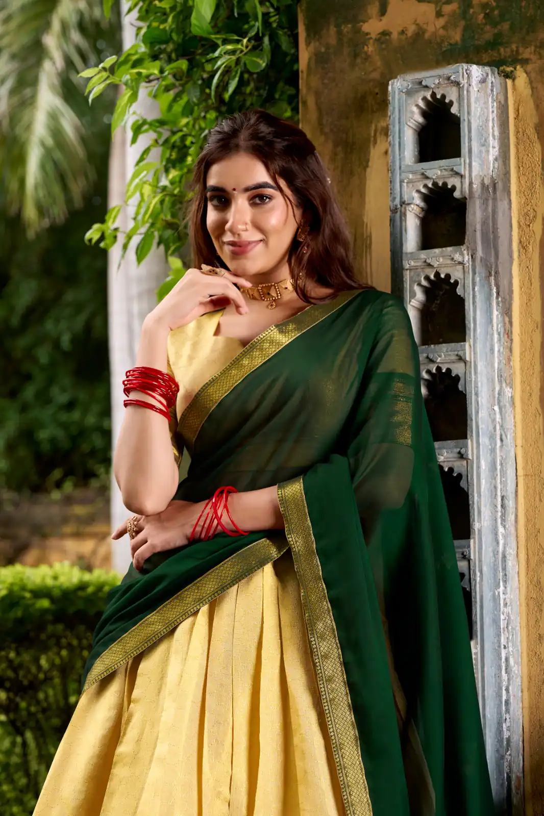 Green Kanchipuram Zari Lace Work Lehenga Choli | Lehenga, Bollywood Lehenga, Creative Lehenga, Designer Lehenga, Embroidered Lehenga, Party Wear Lehenga