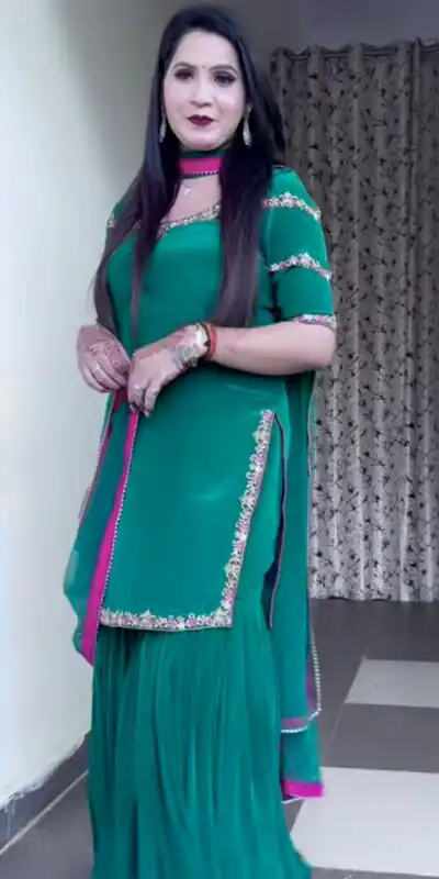 Green Natural Crap Embroidery Lace Work Sawlar Suit | Jump Suits, Salwar suit, Casual Suits, Creative suits, Designer Suits, Palazzo Suits, Party Wear Suits, Patiala Suits, Straight Suits