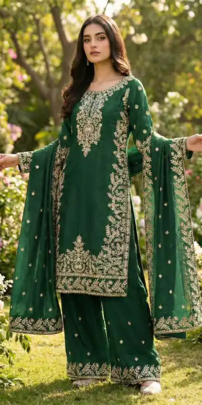 Green Organza Silk With Sequence Work Salwar Suit | Jump Suits, Salwar suit, Casual Suits, Creative suits, Designer Suits, Palazzo Suits, Party Wear Suits, Patiala Suits, Straight Suits
