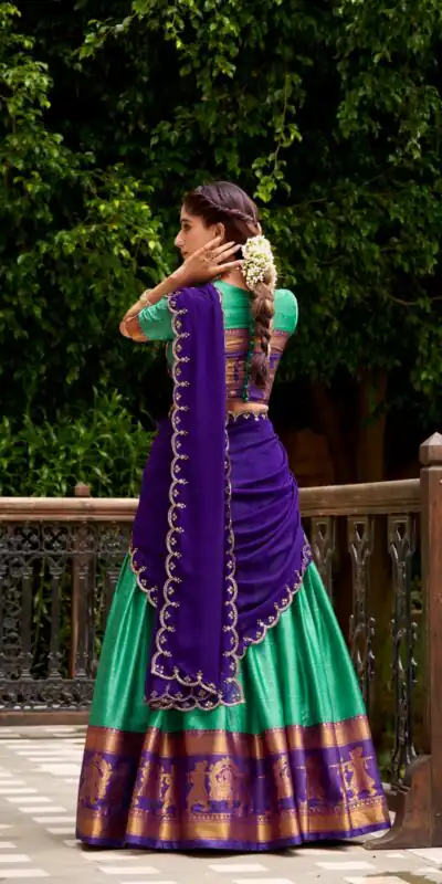 Green Poly Cotton Embroidery Zari Work Lehenga Choli | Lehenga, Bollywood Lehenga, Creative Lehenga, Designer Lehenga, Embroidered Lehenga, Party Wear Lehenga