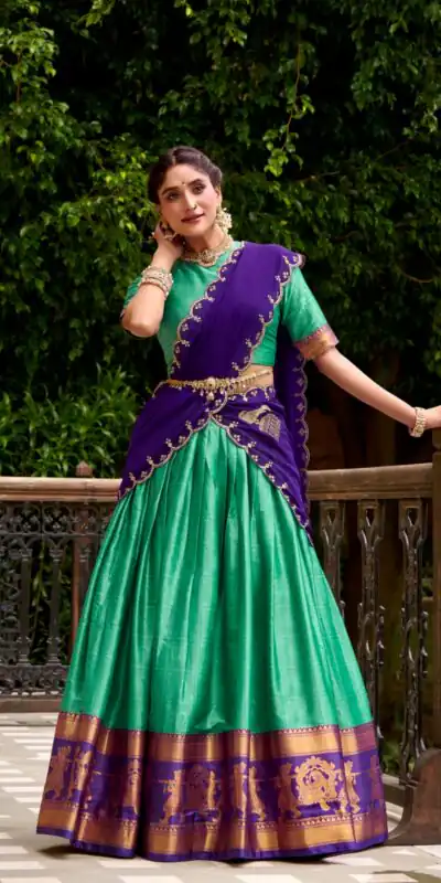 Green Poly Cotton Embroidery Zari Work Lehenga Choli | Lehenga, Bollywood Lehenga, Creative Lehenga, Designer Lehenga, Embroidered Lehenga, Party Wear Lehenga