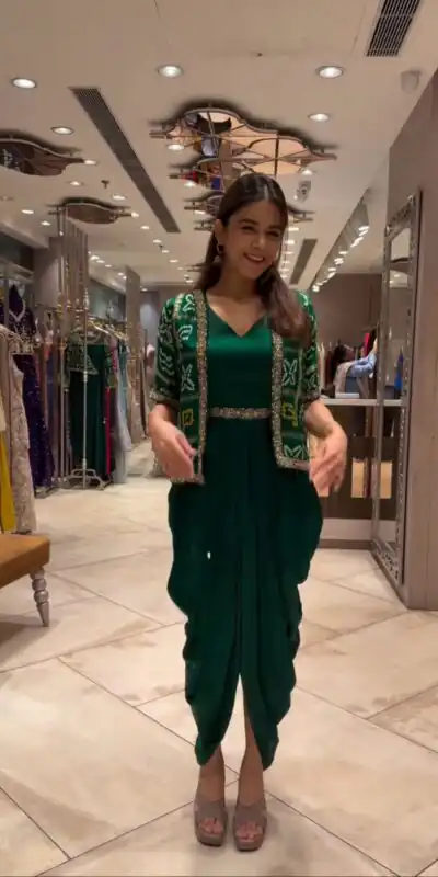 Green Printed Chinon With Lace Work Dhoti Suit | Jump Suits, Salwar suit, Casual Suits, Creative suits, Designer Suits, Palazzo Suits, Party Wear Suits, Patiala Suits, Straight Suits