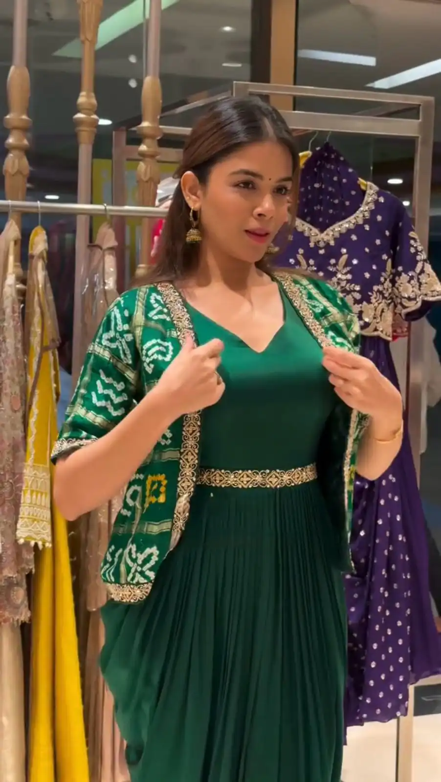 Green Printed Chinon With Lace Work Dhoti Suit | Jump Suits, Salwar suit, Casual Suits, Creative suits, Designer Suits, Palazzo Suits, Party Wear Suits, Patiala Suits, Straight Suits