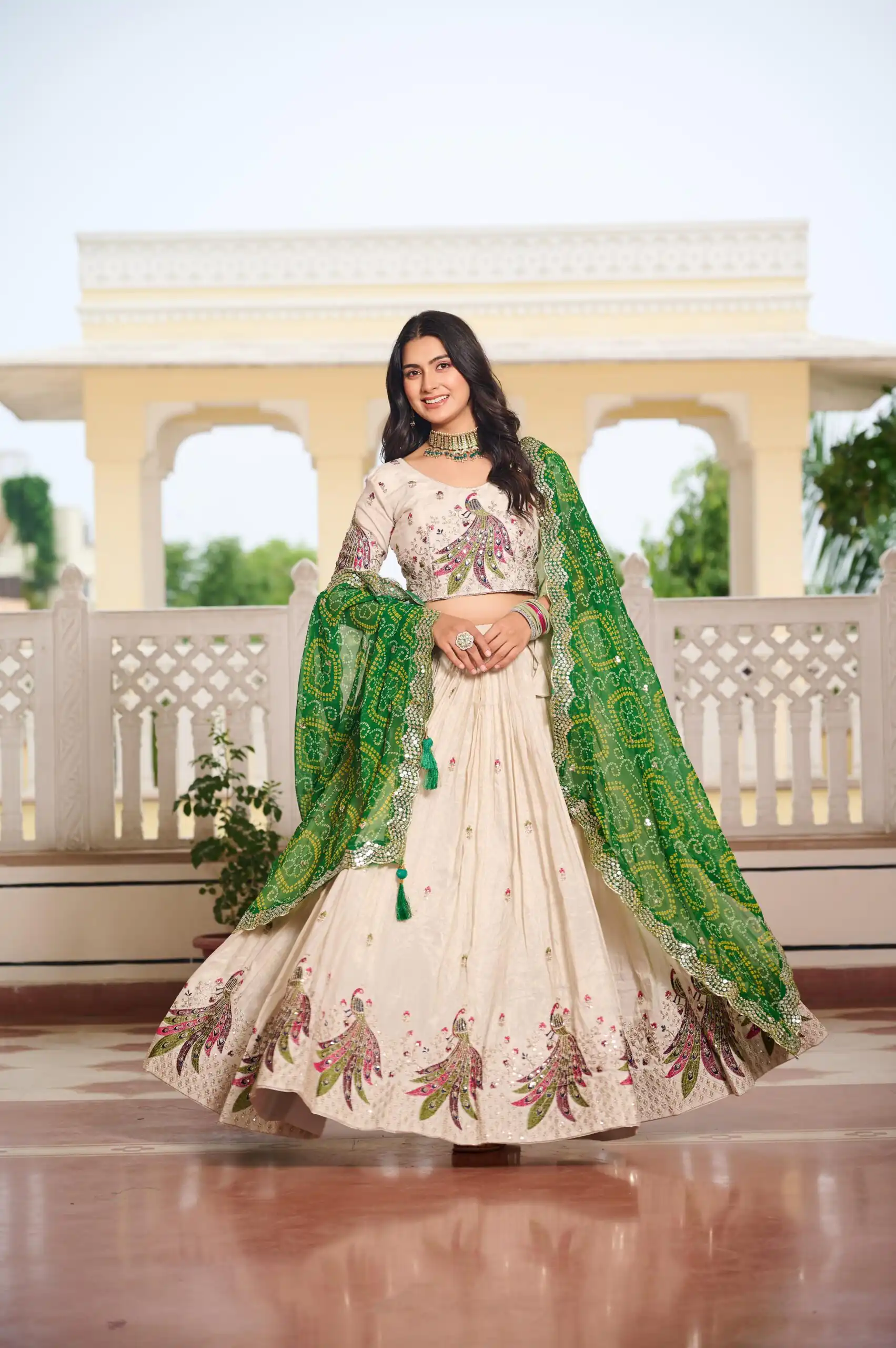 Green Pure Tissue Silk Embroidery Work Lehenga Choli | Lehenga, Bollywood Lehenga, Creative Lehenga, Designer Lehenga, Embroidered Lehenga, Party Wear Lehenga