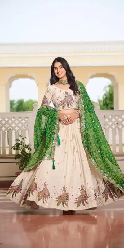 Green Pure Tissue Silk Embroidery Work Lehenga Choli | Lehenga, Bollywood Lehenga, Creative Lehenga, Designer Lehenga, Embroidered Lehenga, Party Wear Lehenga