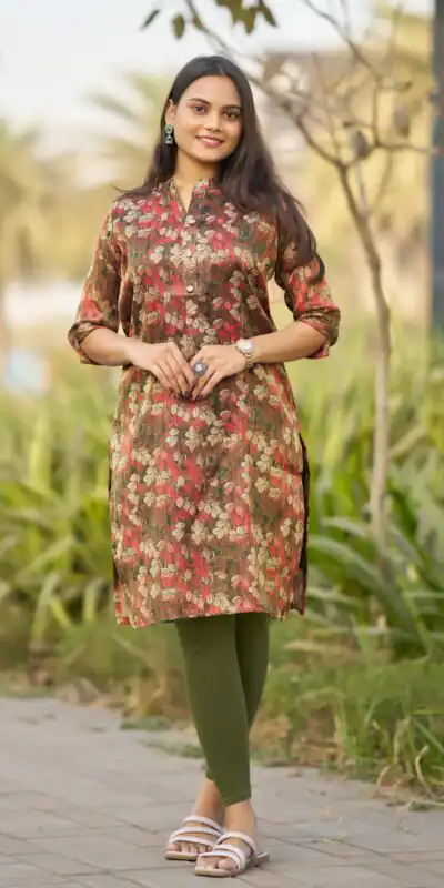 Green Simmer Silk Office Wear Printed Kurti | Kurti, Bollywood Kurti, Creative Kurtis, Designer Kurti, Party Wear Kurti, Selfie Kurti