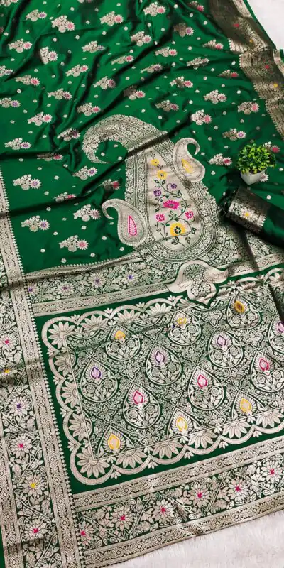 Green Soft Banarasi Silk Lace Zari Work Saree | Sarees, Bollywood Sarees, Creative Sarees, Designer Sarees, Embroidered Sarees, Ethnic Saree, Modern Digital sarees, Party Wear Sarees