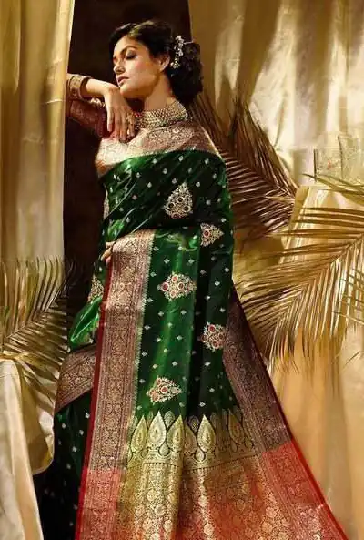 Green Soft Lichi Silk Border Work Saree | Sarees, Bollywood Sarees, Creative Sarees, Designer Sarees, Embroidered Sarees, Ethnic Saree, Modern Digital sarees, Party Wear Sarees