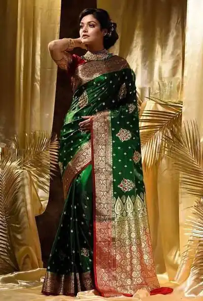 Green Soft Lichi Silk Border Work Saree | Sarees, Bollywood Sarees, Creative Sarees, Designer Sarees, Embroidered Sarees, Ethnic Saree, Modern Digital sarees, Party Wear Sarees