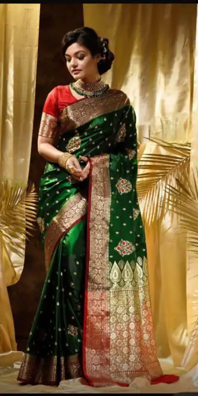 Green Soft Lichi Silk Border Work Saree | Sarees, Bollywood Sarees, Creative Sarees, Designer Sarees, Embroidered Sarees, Ethnic Saree, Modern Digital sarees, Party Wear Sarees