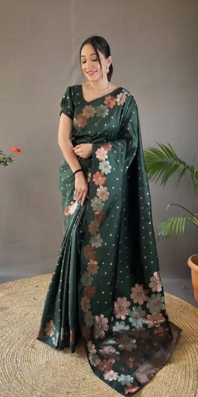 Green Soft Lichi Silk Cloth With Lace Saree | Sarees, Bollywood Sarees, Creative Sarees, Designer Sarees, Embroidered Sarees, Ethnic Saree, Modern Digital sarees, Party Wear Sarees