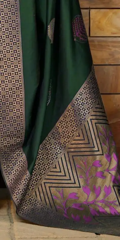 Green Soft Lichi Silk Saree | Sarees, Bollywood Sarees, Creative Sarees, Designer Sarees, Embroidered Sarees, Ethnic Saree, Modern Digital sarees, Party Wear Sarees