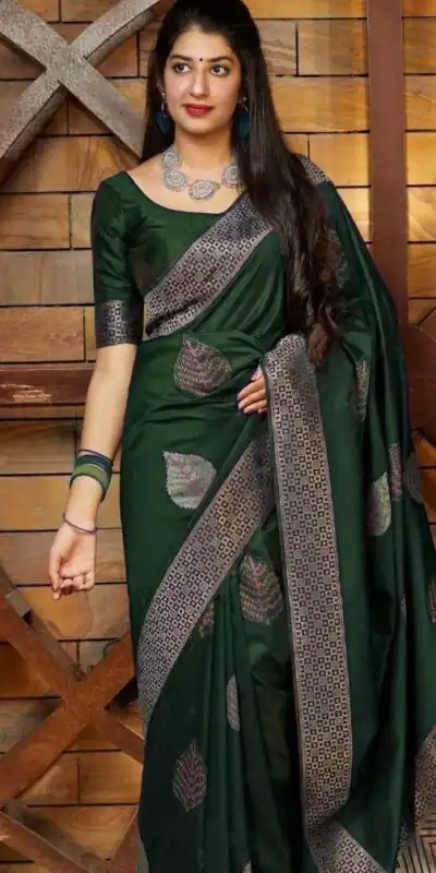 Green Soft Lichi Silk Saree | Sarees, Bollywood Sarees, Creative Sarees, Designer Sarees, Embroidered Sarees, Ethnic Saree, Modern Digital sarees, Party Wear Sarees