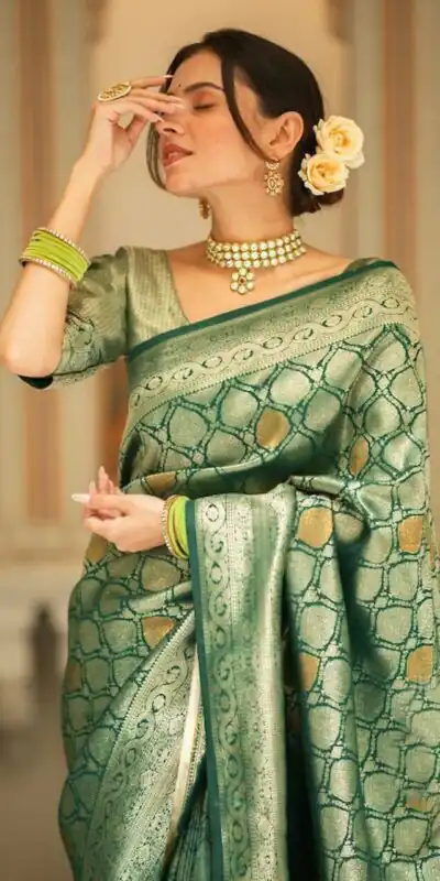 Green Soft Lichi With Jacquard Work Silk Saree | Sarees, Bollywood Sarees, Creative Sarees, Designer Sarees, Embroidered Sarees, Ethnic Saree, Modern Digital sarees, Party Wear Sarees