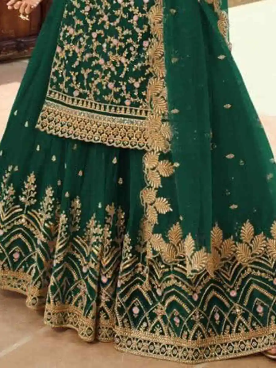Green Soft Net With Embroidery Work Salwar Suit | Jump Suits, Salwar suit, Casual Suits, Creative suits, Designer Suits, Palazzo Suits, Party Wear Suits, Patiala Suits, Straight Suits