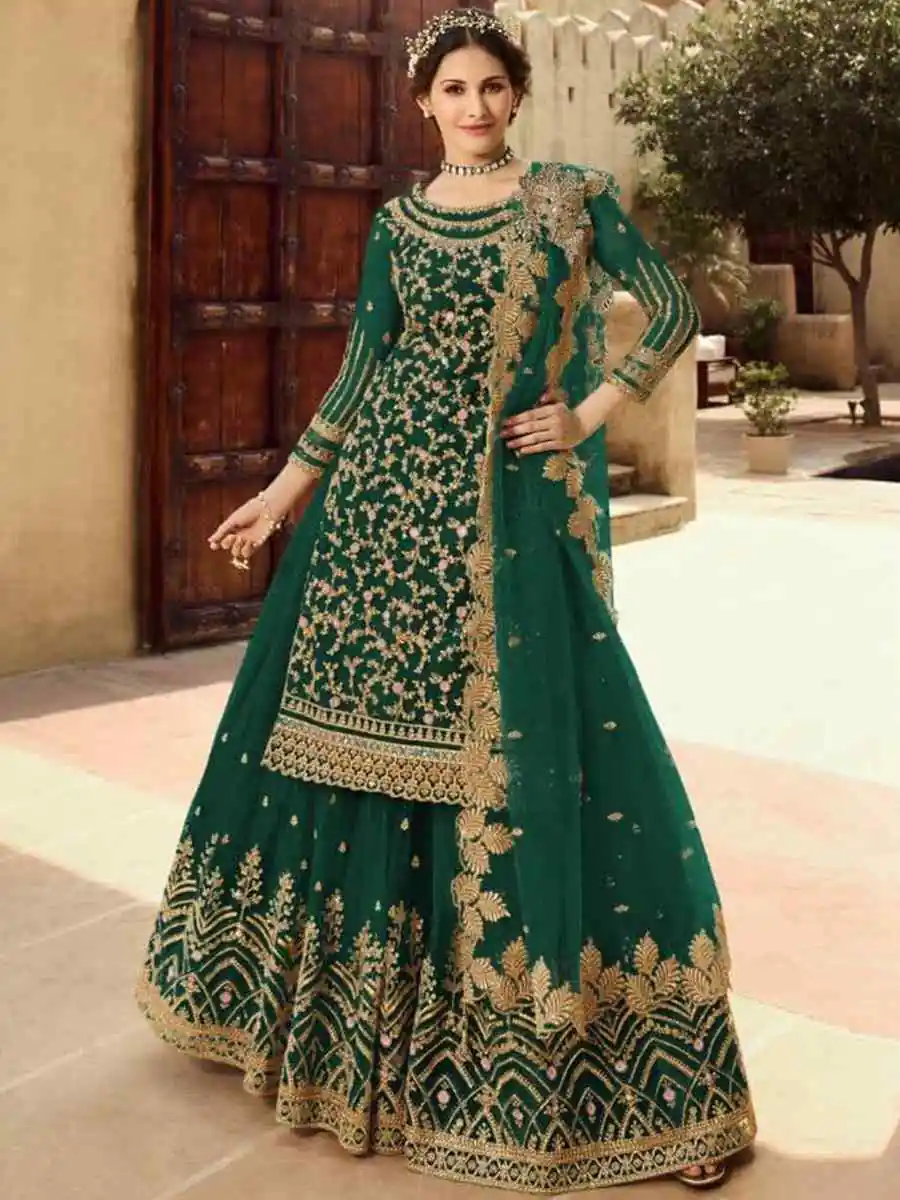 Green Soft Net With Embroidery Work Salwar Suit | Jump Suits, Salwar suit, Casual Suits, Creative suits, Designer Suits, Palazzo Suits, Party Wear Suits, Patiala Suits, Straight Suits