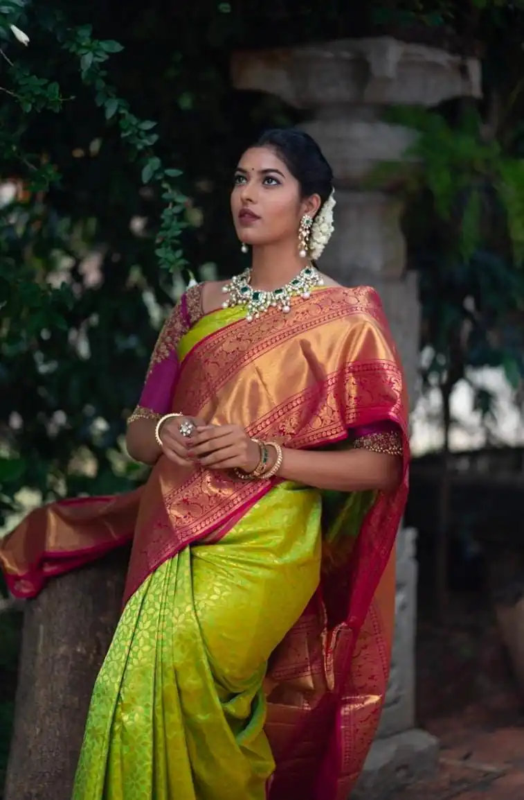 Green Soft Silk Jacquard Work Saree | Sarees, Bollywood Sarees, Creative Sarees, Designer Sarees, Embroidered Sarees, Ethnic Saree, Modern Digital sarees, Party Wear Sarees