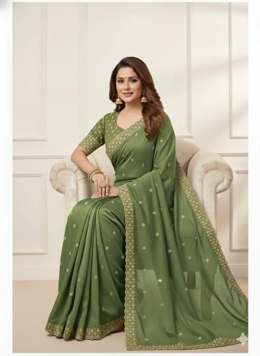 Green Star Georgette Embroidery Work Saree | Sarees, Bollywood Sarees, Creative Sarees, Designer Sarees, Embroidered Sarees, Ethnic Saree, Modern Digital sarees, Party Wear Sarees