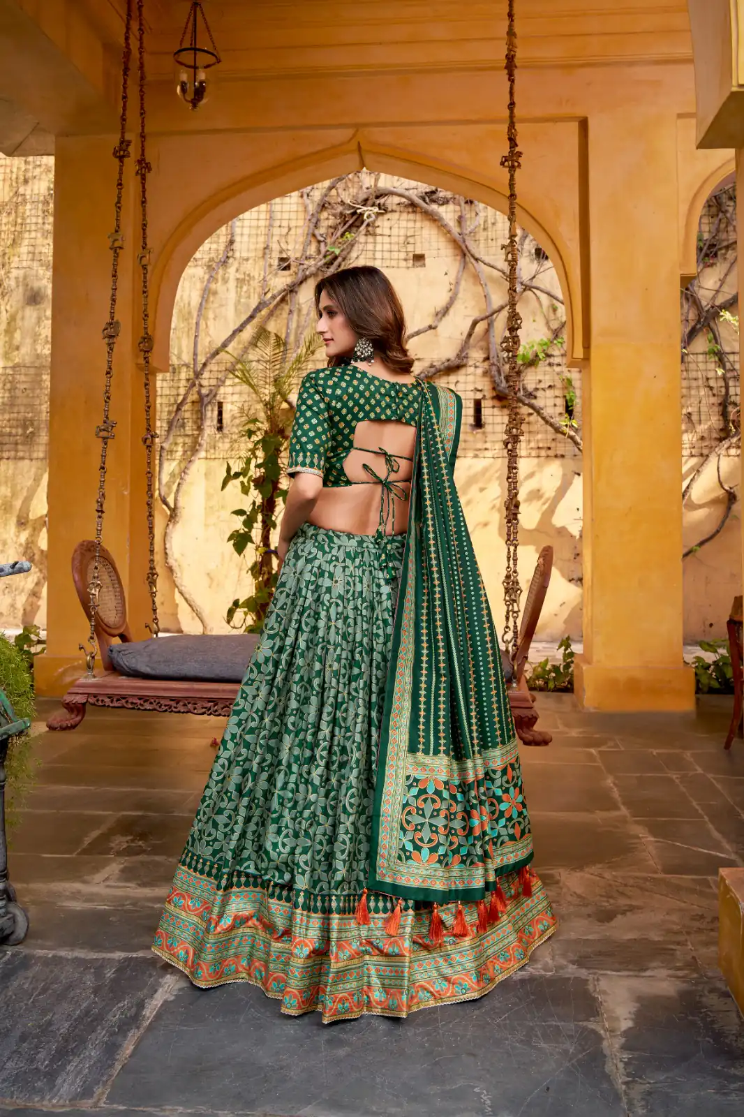 Green Tasar Silk Gotta Patti Lace Work Lehenga Choli | Lehenga, Bollywood Lehenga, Creative Lehenga, Designer Lehenga, Embroidered Lehenga, Party Wear Lehenga