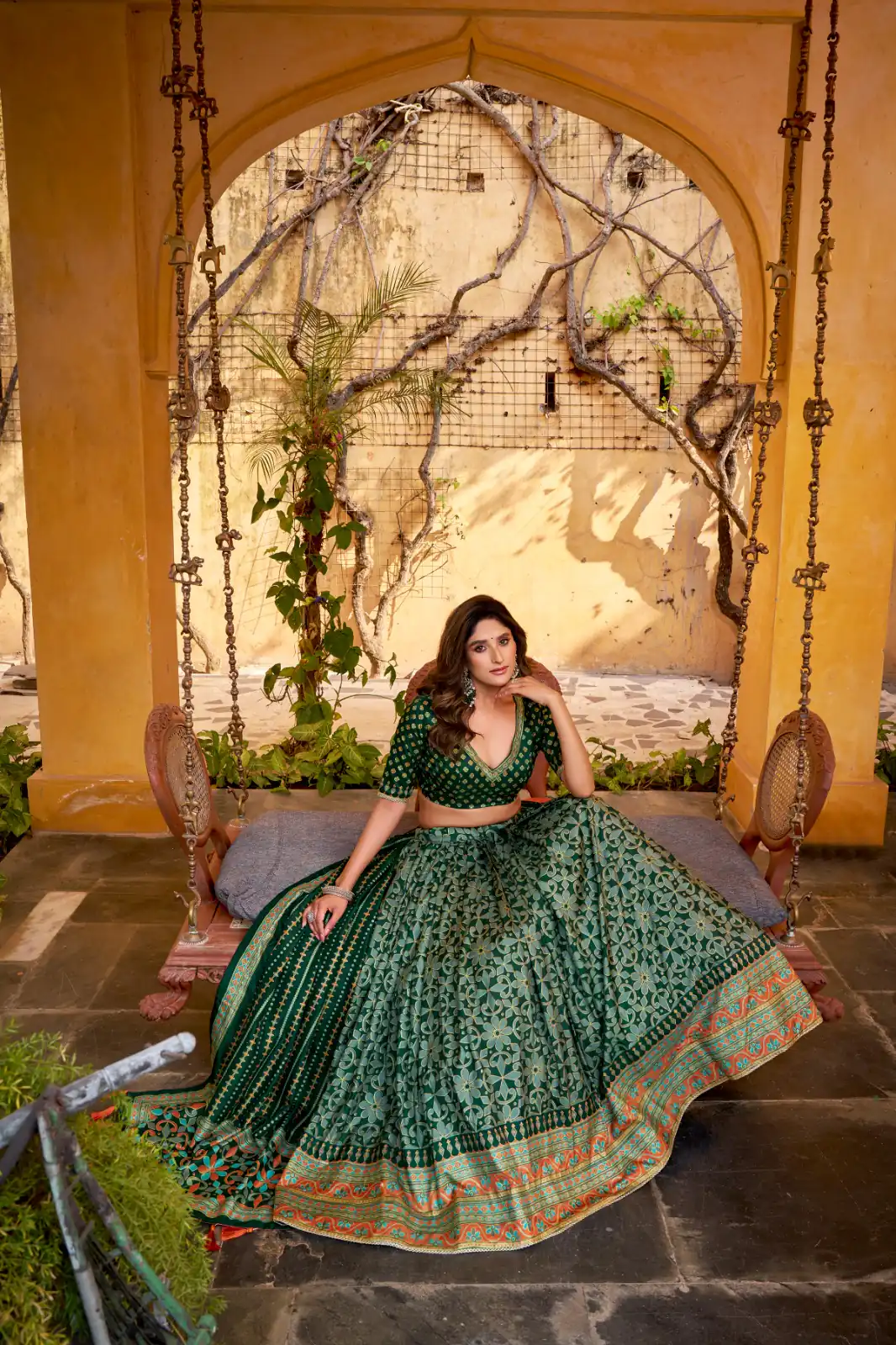 Green Tasar Silk Gotta Patti Lace Work Lehenga Choli | Lehenga, Bollywood Lehenga, Creative Lehenga, Designer Lehenga, Embroidered Lehenga, Party Wear Lehenga