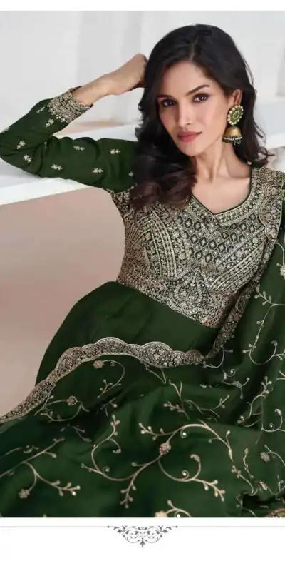 Green Vichitra Embroidery Lace Work Salwar Suit | Jump Suits, Salwar suit, Casual Suits, Creative suits, Designer Suits, Palazzo Suits, Party Wear Suits, Patiala Suits, Straight Suits