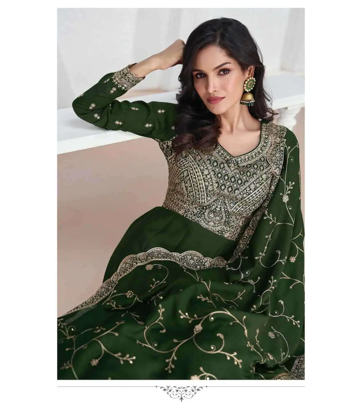 Green Vichitra Embroidery Lace Work Salwar Suit | Jump Suits, Salwar suit, Casual Suits, Creative suits, Designer Suits, Palazzo Suits, Party Wear Suits, Patiala Suits, Straight Suits