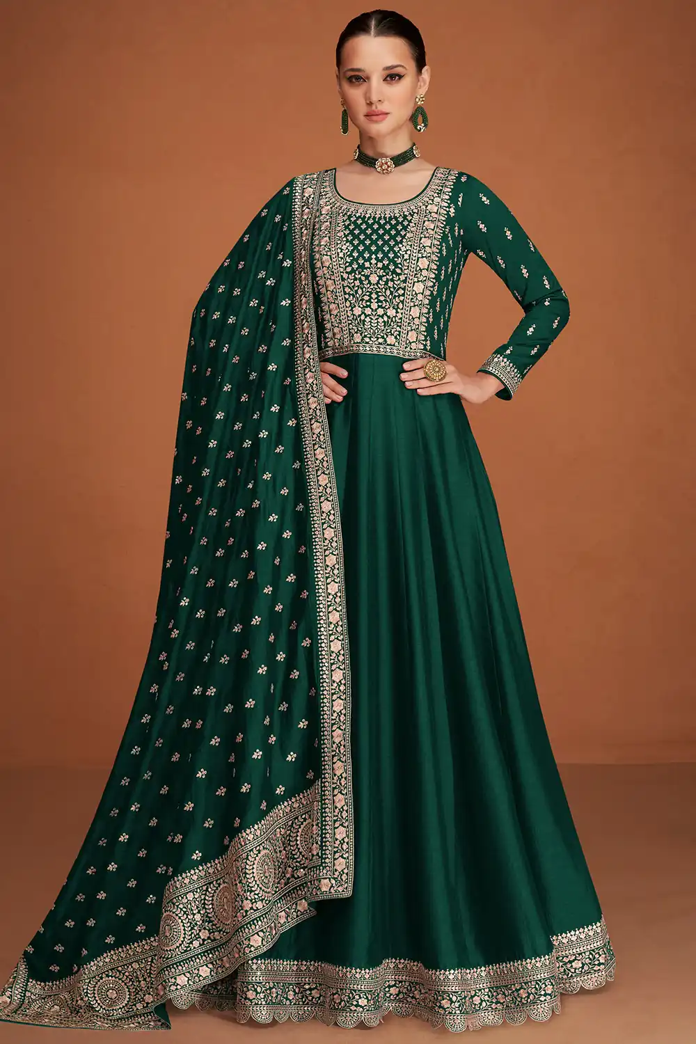 Green Vichitra Embroidery Work Salwar Suit | Jump Suits, Salwar suit, Casual Suits, Creative suits, Designer Suits, Palazzo Suits, Party Wear Suits, Patiala Suits, Straight Suits