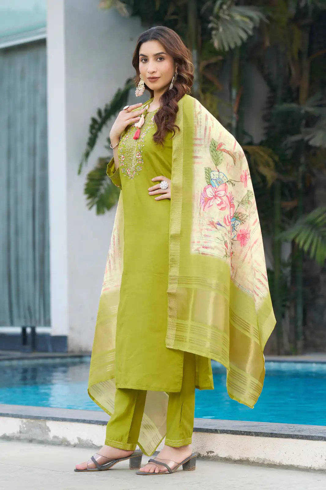 Green Viscose Silk Digital Print Embroider Work Salwar Suit | Jump Suits, Salwar suit, Casual Suits, Creative suits, Designer Suits, Palazzo Suits, Party Wear Suits, Patiala Suits, Straight Suits