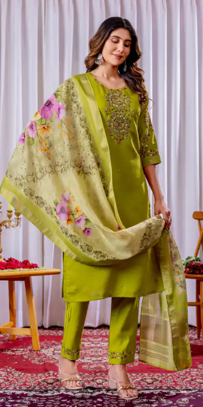 Green Viscose Silk Thread Embroider Work Salwar Suit | Jump Suits, Salwar suit, Casual Suits, Creative suits, Designer Suits, Palazzo Suits, Party Wear Suits, Patiala Suits, Straight Suits