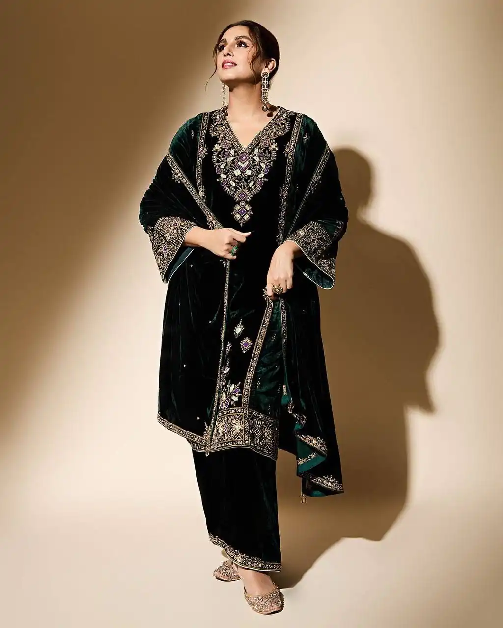 Green Viscose Velvet Embroidery Work Salwar Suit | Jump Suits, Salwar suit, Casual Suits, Creative suits, Designer Suits, Palazzo Suits, Party Wear Suits, Patiala Suits, Straight Suits